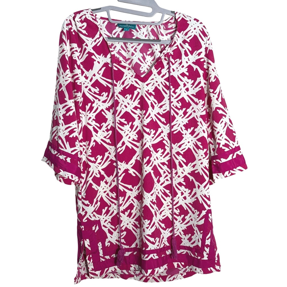 Southern Frock Pink Abstract Print Tunic Top Womens Size S